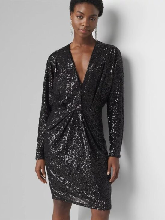 White House Black Market Dresses & Skirts - White House Black Market Long Sleeve Black Squin Dress | Size 6 NWT